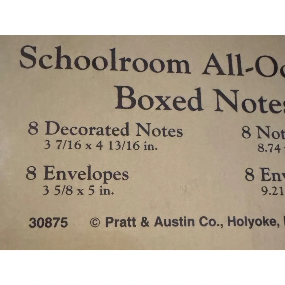 Vintage Pratt & Austin Schoolroom Boxed Notes 8 Cards 8 Envelopes NOS Sealed